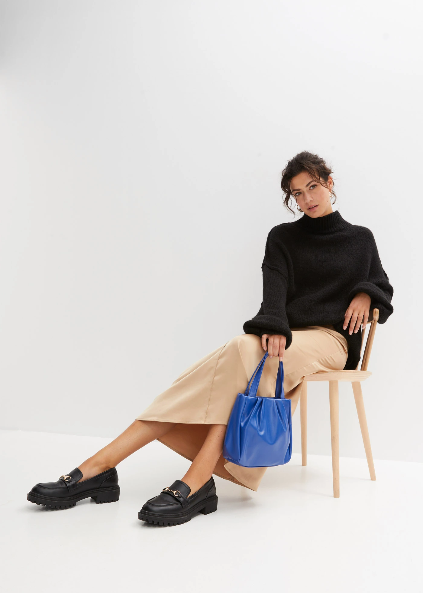 Grof gebreide trui • zwart • bonprix online shop