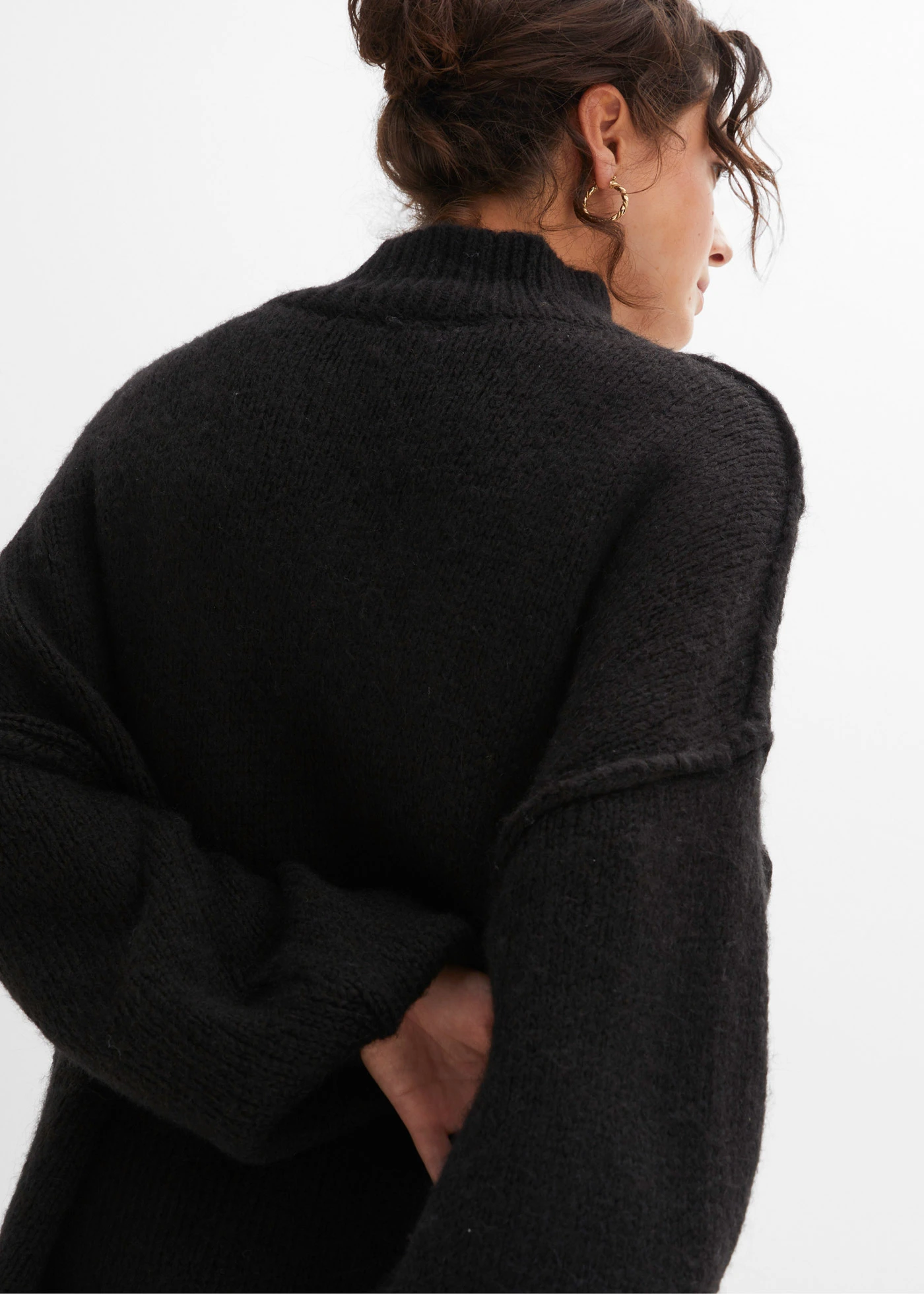 Pulover din tricot cu ochiuri mari • negru • magazin bonprix