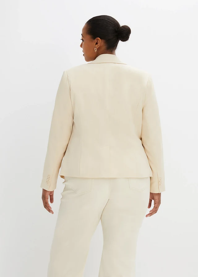 Korte blazer met klepzakken, Kleur: kiezelbeige