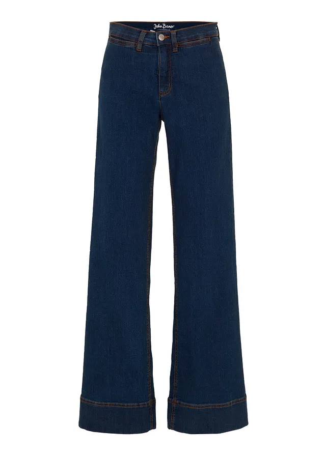Blugi wide leg cu talie medie și stretch pentru un plus de confort