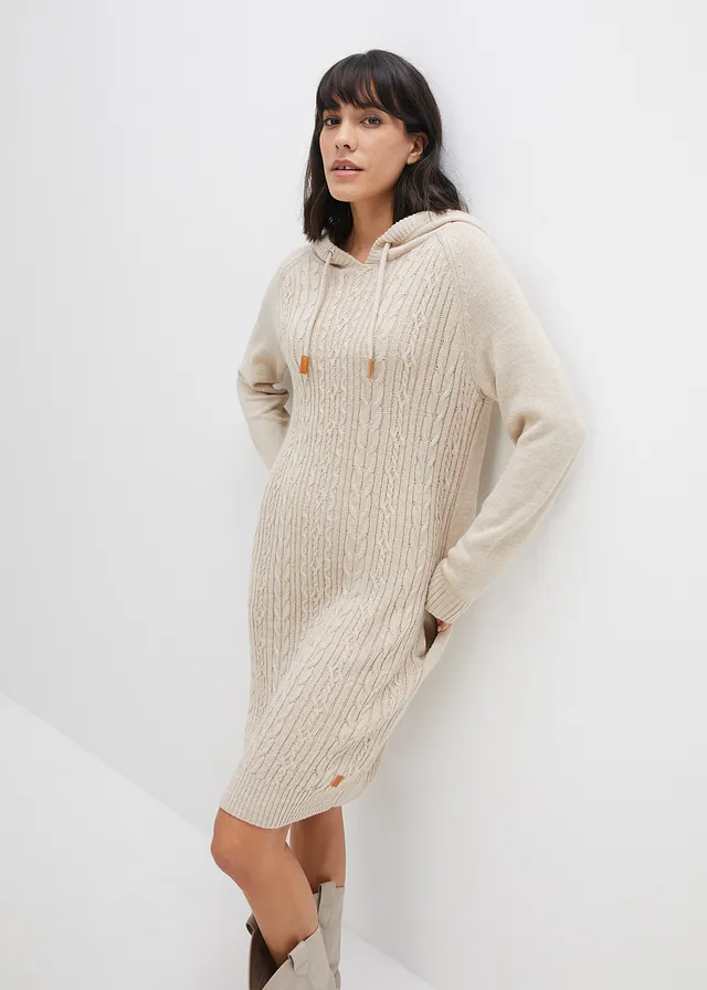 Robe en maille à capuche avec torsades • naturel chiné • product-page.page-title-suffix