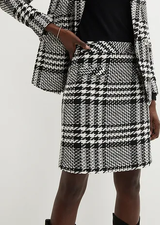 Sukně z měkké příze buklé • černá -přírodní bílá kostkované • bonprix obchod