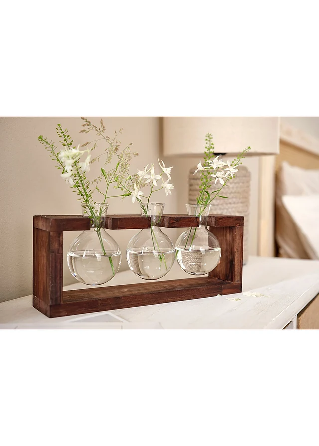 Set de vases sur support, Couleur: transparent/marron