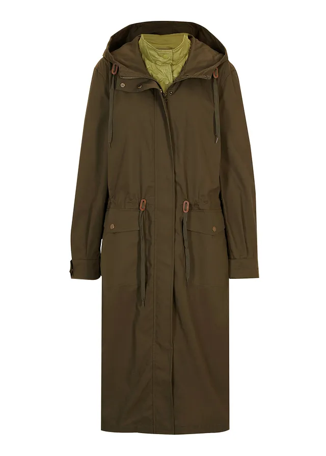 Tussenparka met uitneembare bodywarmer • donkerolijfgroen-goud-olijfgroen • bonprix online shop