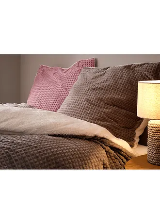 Cashmere touch dekbedovertrek met structuureffect, Kleur: grijs-crème