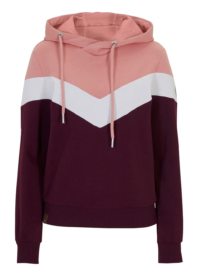 Sweat-shirt à capuche et grand col, Couleur: sureau