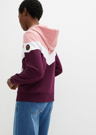 Hoodie met grote kraag, Kleur: vlierbes