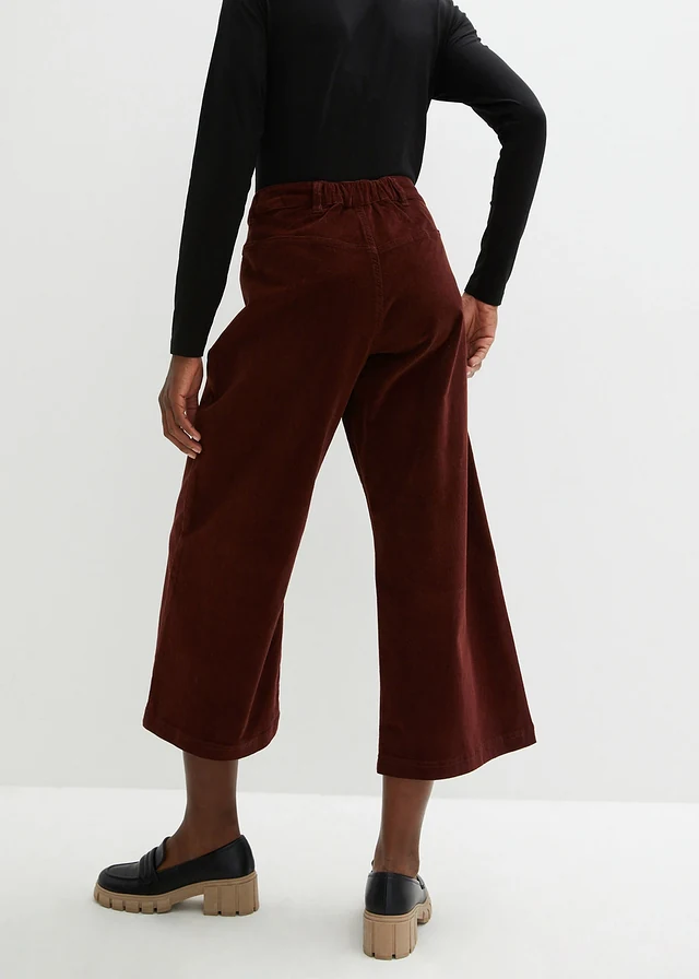 Jupe-culotte en velours côtelé stretch avec taille haute confortable, longueur 7/8 • marron café • product-page.page-title-suffix