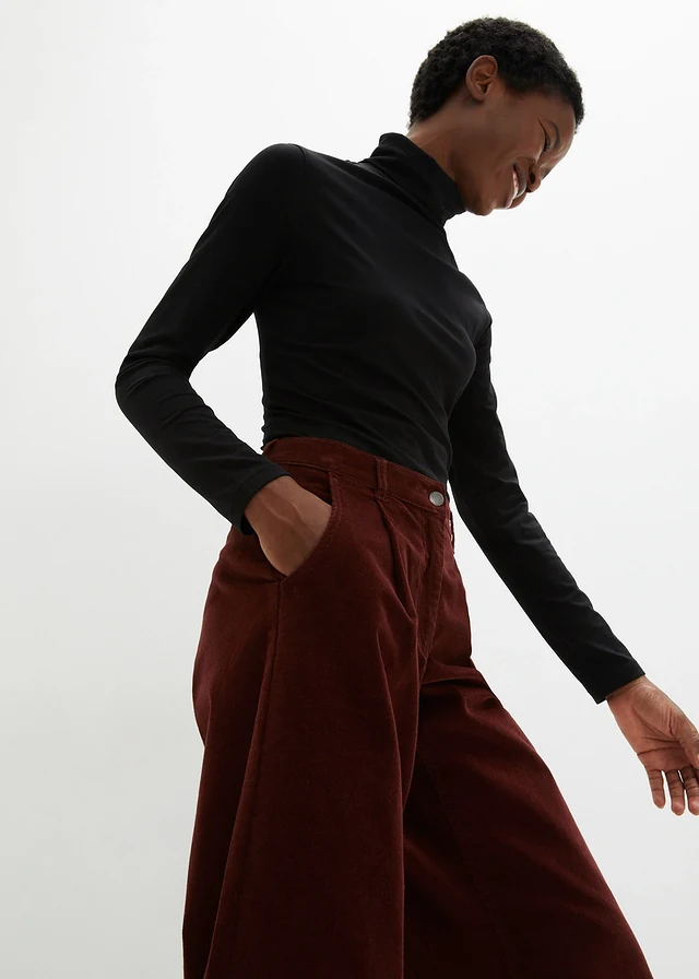 Jupe-culotte en velours côtelé stretch avec taille haute confortable, longueur 7/8 • marron café • product-page.page-title-suffix