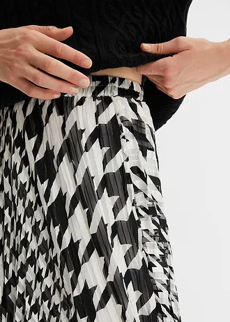 Chiffon rok met pied-de-poule • zwart-wolwit gedessineerd • bonprix online shop