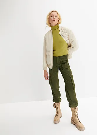 Longsleeve met col • goud olijfgroen • bonprix online shop