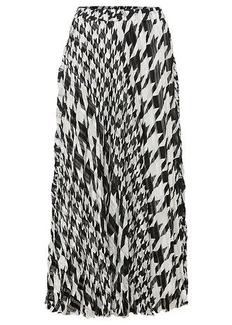 Chiffon rok met pied-de-poule • zwart-wolwit gedessineerd • bonprix online shop