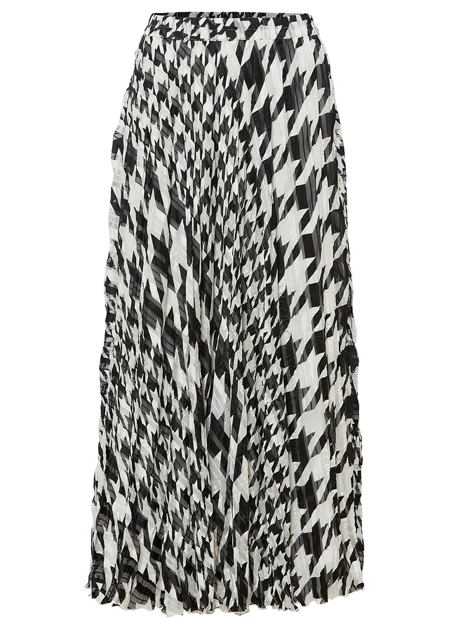 Chiffon rok met pied-de-poule • zwart-wolwit gedessineerd • bonprix online shop