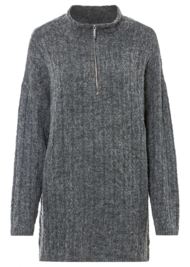 Pull long en maille torsadée