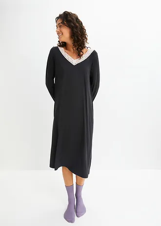 Nachthemd in een zachte viscosemix • zwart • bonprix online shop