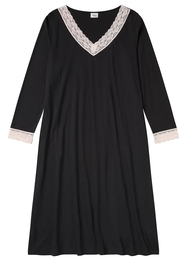 Nachthemd in een zachte viscosemix • zwart • bonprix online shop