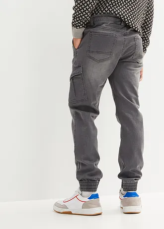 Regular fit jogging jeans met elastische tailleband, straight • grey denim • bonprix online shop