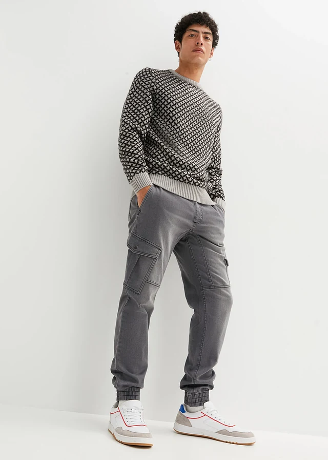 Regular fit jogging jeans met elastische tailleband, straight • grey denim • product-page.page-title-suffix