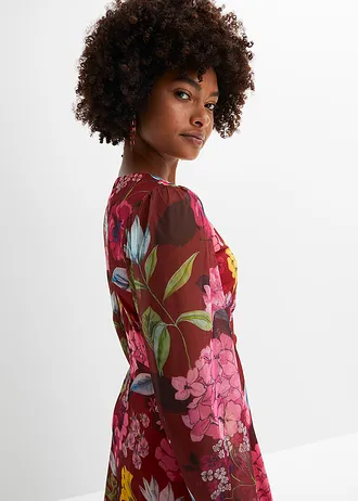 Midi jurk van mesh • bordeaux-pink • bonprix online shop