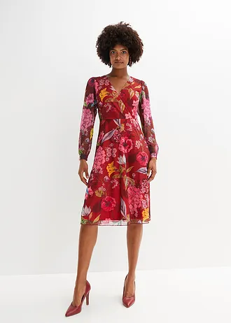 Robe midi en mesh • bordeaux-fuchsia floral • Boutique bonprix