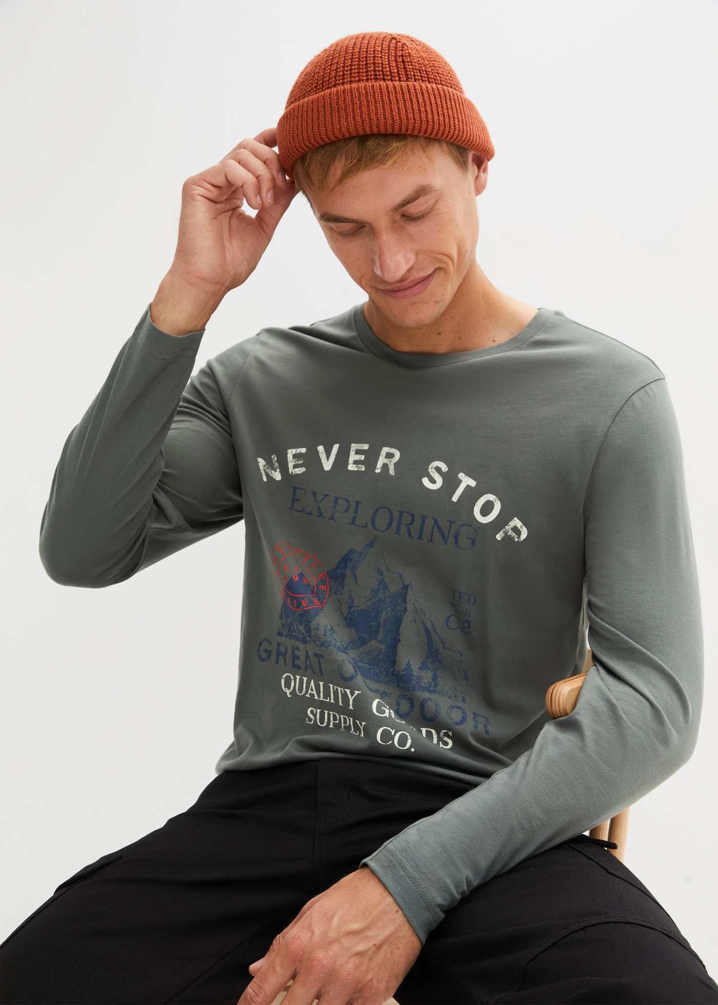 Triko, dlouhý rukáv (2 ks v balení) • tmavě modrá +eukalyptově zelená • bonprix obchod