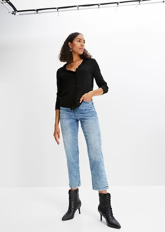 Kabátek z jemné pleteniny ze splývavé viskózové směsi • černá • bonprix obchod