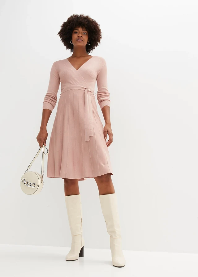 Robe en maille de viscose mélangée, Couleur: rose