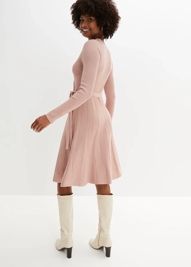 Robe en maille de viscose mélangée, Couleur: rose