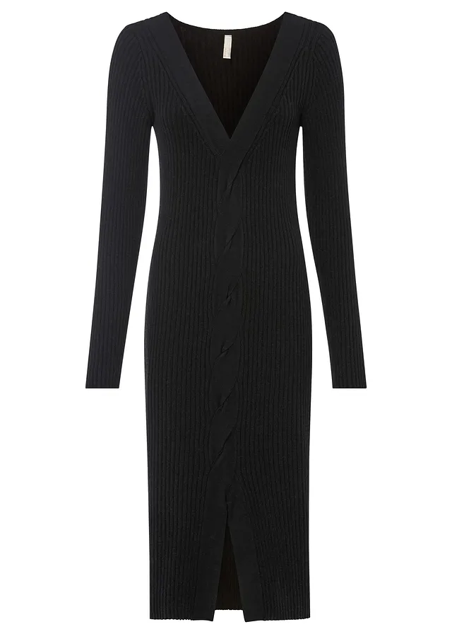 Pletené šaty s rozparkom s osmičkovým detailom