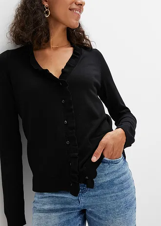 Kabátek z jemné pleteniny ze splývavé viskózové směsi • černá • bonprix obchod