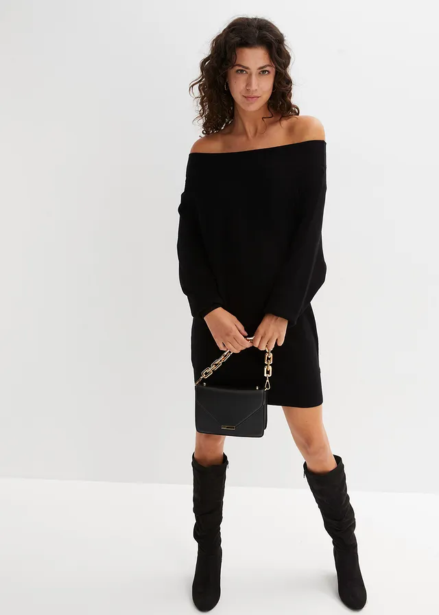 Pull épaules découvertes, Couleur: noir