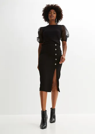 Sukně s knoflíkovou légou, barva: černá