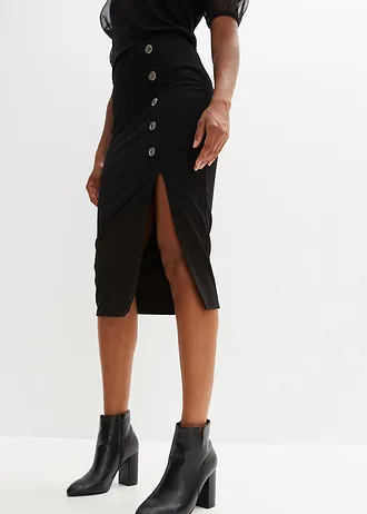 Sukně s knoflíkovou légou, barva: černá