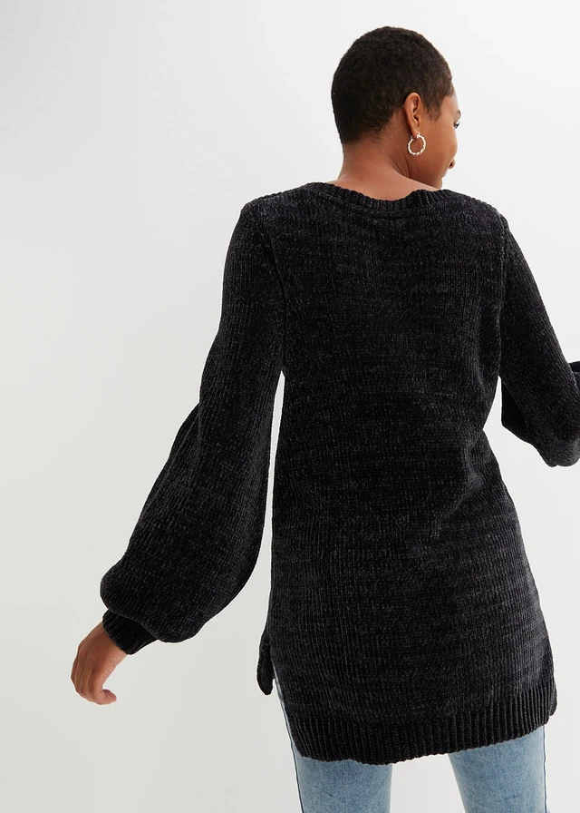 Lange trui van chenille • zwart • product-page.page-title-suffix
