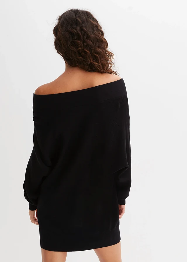 Off shoulder trui, Kleur: zwart