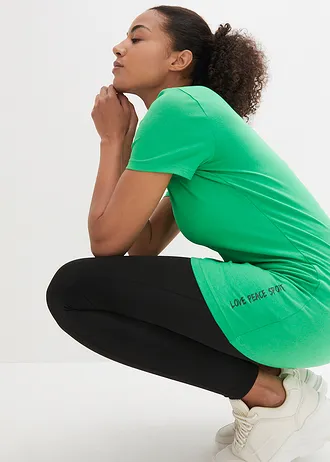 Tricou lung cu inscripție (set/2 buc.) • verde natural+negru • magazin bonprix