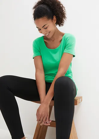 Lot de 2 T-shirts longs avec inscription • vert gazon+noir • Boutique bonprix