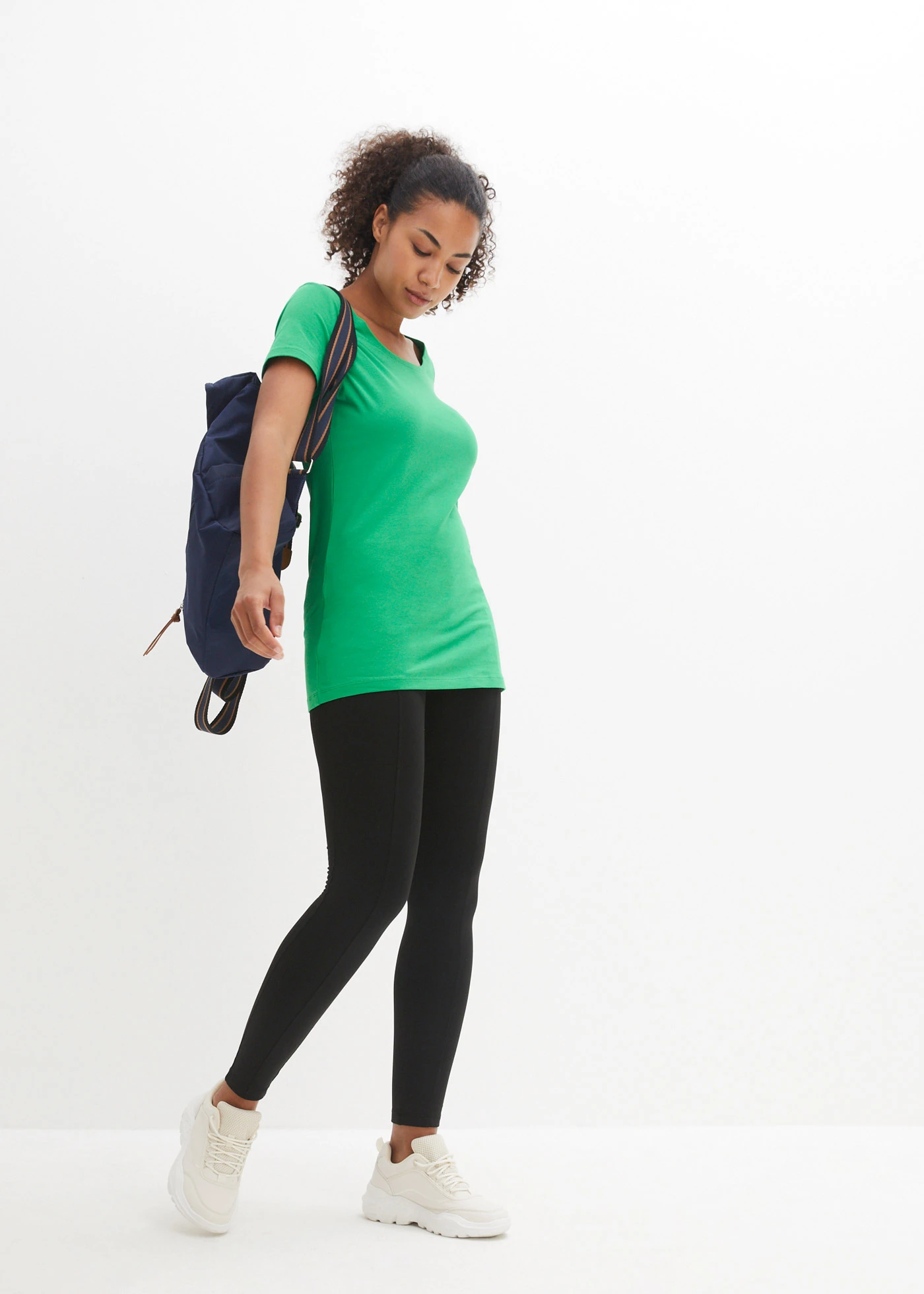 Lot de 2 T-shirts longs avec inscription • vert gazon+noir • Boutique bonprix