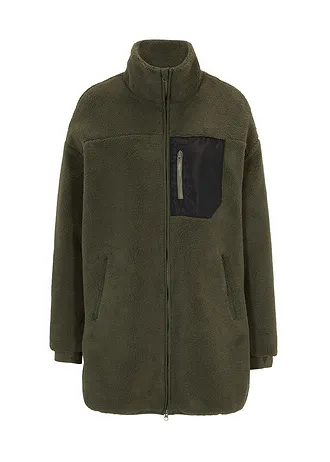 Teddy fleece vest, Kleur: donkerolijfgroen