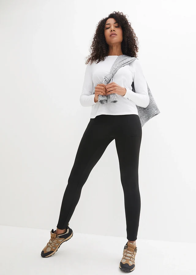 Outdoor thermo legging, cropped, Kleur: zwart