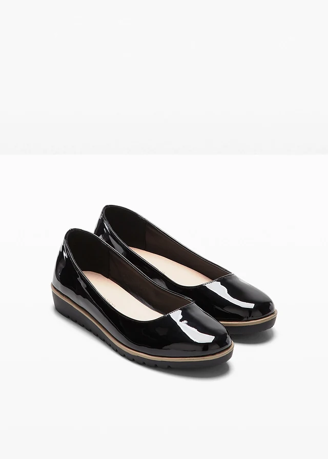 Baleríny s lakovaným vzhledem • černá • bonprix obchod