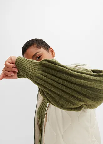 Midi pletené šaty • tmavě khaki • bonprix obchod