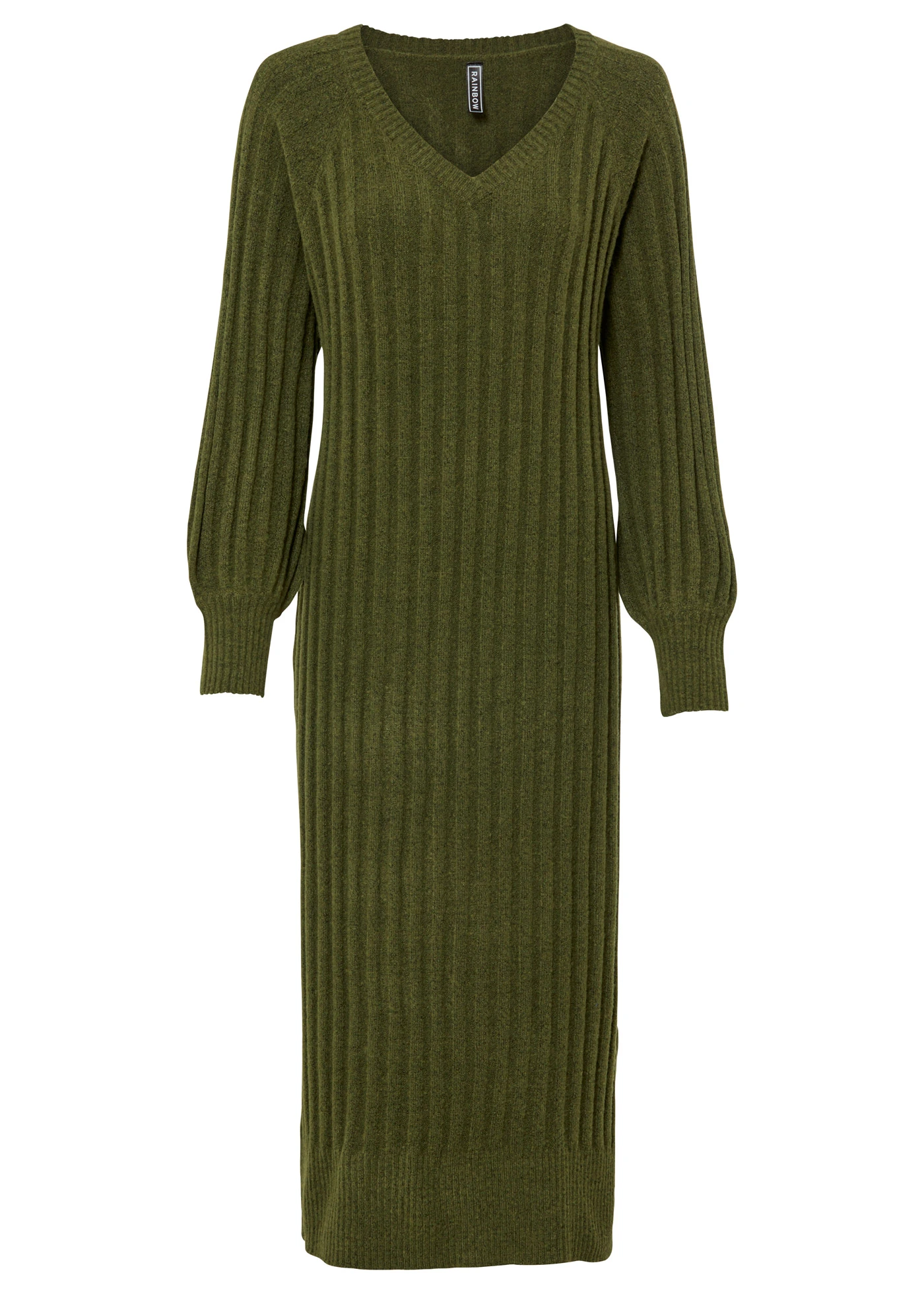 Midi pletené šaty • tmavě khaki • bonprix obchod