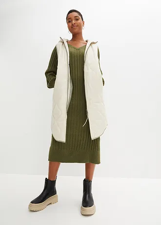 Midi pletené šaty • tmavě khaki • bonprix obchod