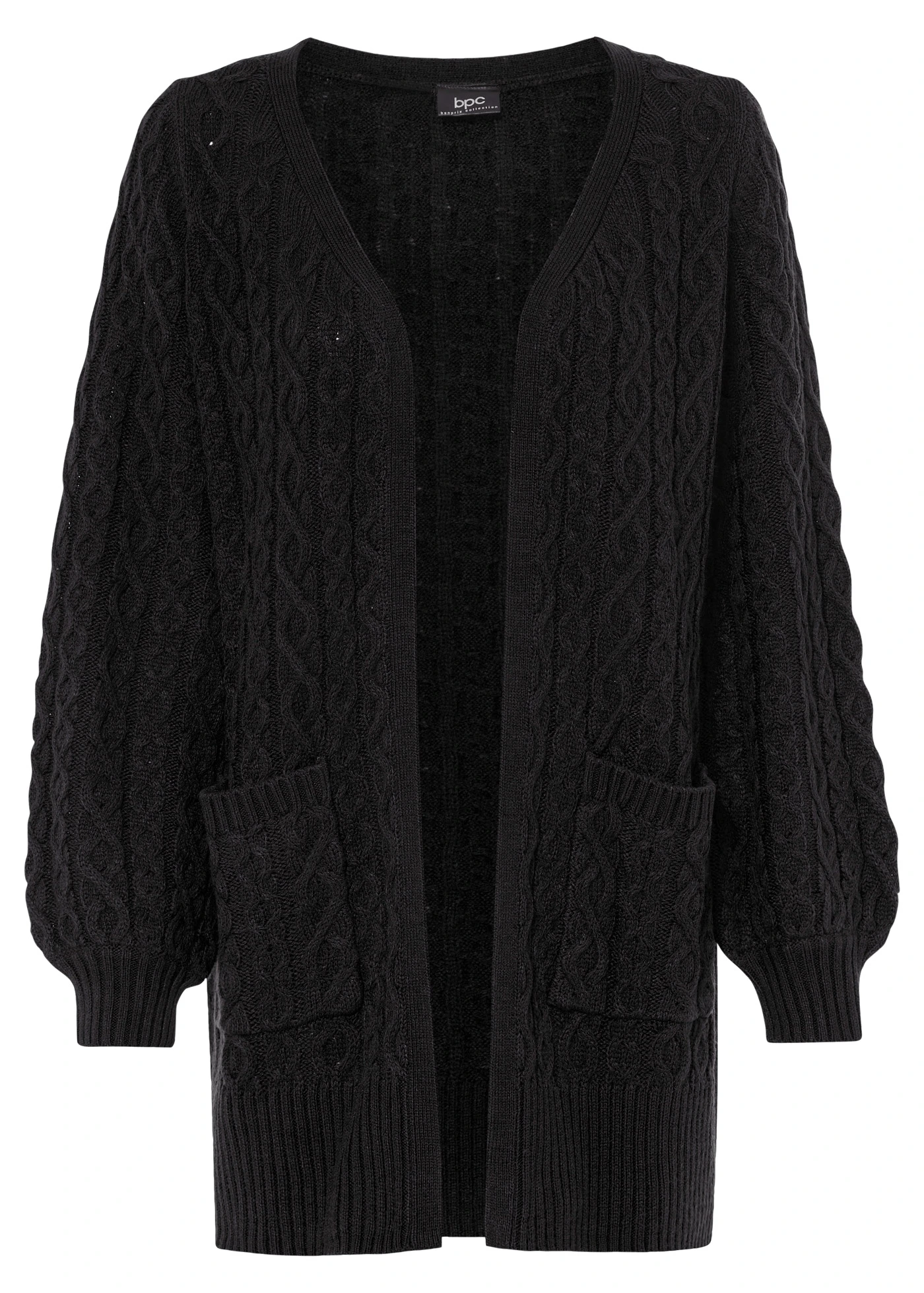 Dlouhý pletený kabátek • černá • bonprix obchod