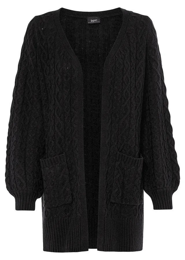 Dlouhý pletený kabátek • černá • bonprix obchod