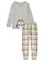 Pyjama met flanellen broek, Kleur: lichtgrijs gemêleerd-wolwit geruit