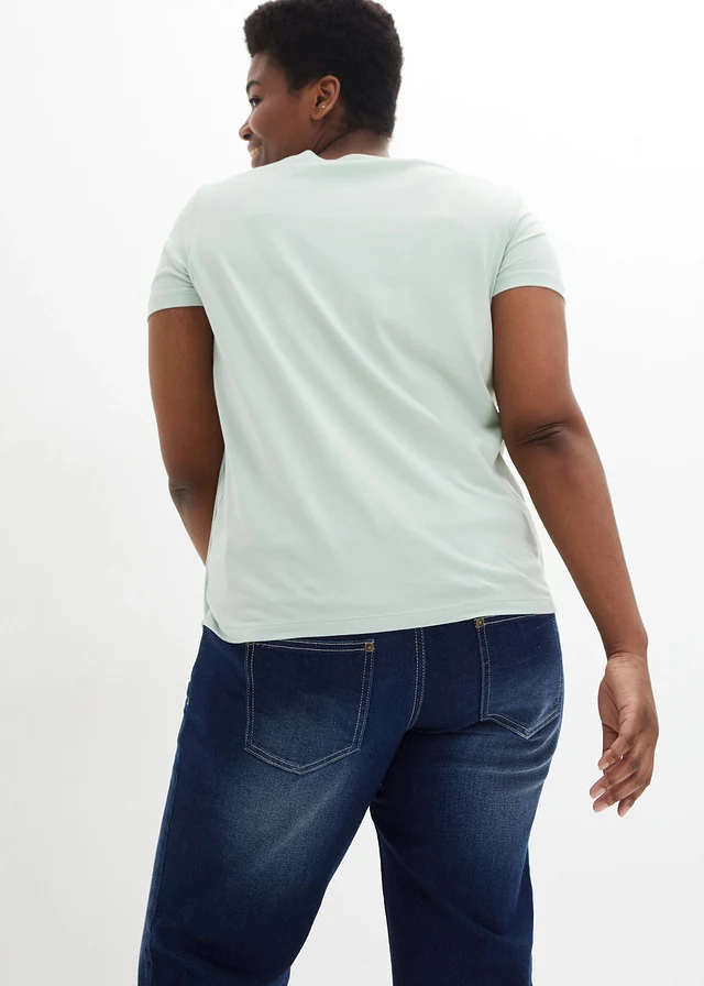 Lot de 2 T-shirts de grossesse et d’allaitement en coton, Couleur: anthracite chiné/roseau clair