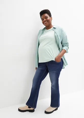 Těhotenské/kojicí tričko z organické bavlny (2 ks v balení), barva: antracitový melír-světle rákosová