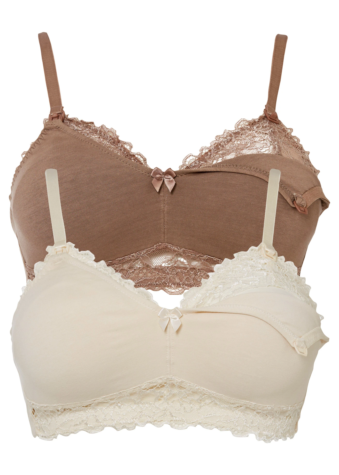 Kojicí podprsenka, organická bavlna (2 ks v balení) • krémová + matně hnědá • bonprix obchod